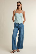 Load image into Gallery viewer, NEWEST ARRIVAL Dusty Blue Ruched Scallop Cami Top
