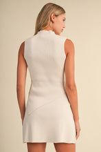 Load image into Gallery viewer, NEWEST ARRIVAL Cream Mock Neck Asymmetrical Mini Skirt Set
