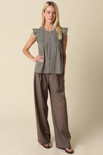 Load image into Gallery viewer, NEWEST ARRIVAL Black Gingham Flutter Sleeve Blouse
