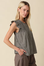 Load image into Gallery viewer, NEWEST ARRIVAL Black Gingham Flutter Sleeve Blouse
