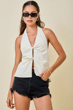 Load image into Gallery viewer, NEWEST ARRIVAL Cream Double Front Knot Halter Top
