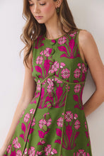 Load image into Gallery viewer, NEWEST ARRIVAL Olive Green/Pink Floral Button Front Dress
