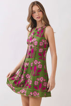 Load image into Gallery viewer, NEWEST ARRIVAL Olive Green/Pink Floral Button Front Dress
