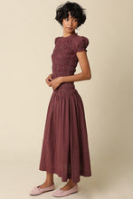 Load image into Gallery viewer, NEWEST ARRIVAL *PREORDER 9/6* Burgundy Gingham Smocked Midi Dress
