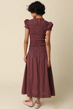 Load image into Gallery viewer, NEWEST ARRIVAL *PREORDER 9/6* Burgundy Gingham Smocked Midi Dress
