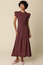 Load image into Gallery viewer, NEWEST ARRIVAL *PREORDER 9/6* Burgundy Gingham Smocked Midi Dress

