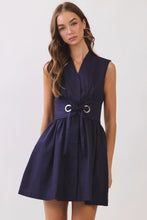Load image into Gallery viewer, NEWEST ARRIVAL Navy Fit and Flare Waist Belt Dress
