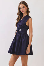 Load image into Gallery viewer, NEWEST ARRIVAL Navy Fit and Flare Waist Belt Dress
