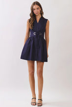 Load image into Gallery viewer, NEWEST ARRIVAL Navy Fit and Flare Waist Belt Dress

