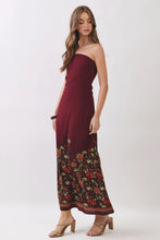 Load image into Gallery viewer, NEWEST ARRIVAL Crimson Red Floral Border Strapless Maxi Dress
