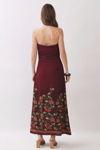 Load image into Gallery viewer, NEWEST ARRIVAL Crimson Red Floral Border Strapless Maxi Dress

