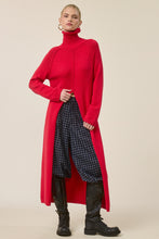 Load image into Gallery viewer, NEWEST ARRIVAL *PREORDER 10/29* Red Turtleneck Split Front Sweater Dress
