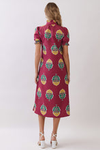 Load image into Gallery viewer, NEWEST ARRIVAL *PREORDER 9/6* Burgundy Floral Ruffle Mock Neck Midi Dress

