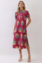 Load image into Gallery viewer, NEWEST ARRIVAL *PREORDER 9/6* Burgundy Floral Ruffle Mock Neck Midi Dress
