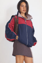 Load image into Gallery viewer, NEWEST ARRIVAL Navy Reversible Retro Color Block Sporty Jacket
