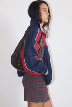 Load image into Gallery viewer, NEWEST ARRIVAL Navy Reversible Retro Color Block Sporty Jacket
