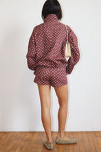 Load image into Gallery viewer, NEWEST ARRIVAL Brown/Off White Polka Dot Denim Windbreaker Mini Shorts Set
