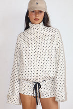Load image into Gallery viewer, NEWEST ARRIVAL Off White/Black Polka Dot Denim Windbreaker Mini Shorts Set
