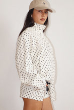 Load image into Gallery viewer, NEWEST ARRIVAL Off White/Black Polka Dot Denim Windbreaker Mini Shorts Set
