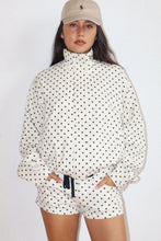 Load image into Gallery viewer, NEWEST ARRIVAL Off White/Black Polka Dot Denim Windbreaker Mini Shorts Set
