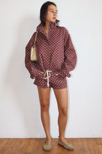 Load image into Gallery viewer, NEWEST ARRIVAL Brown/Off White Polka Dot Denim Windbreaker Mini Shorts Set
