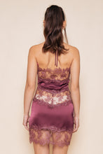 Load image into Gallery viewer, NEWEST ARRIVAL Plum Lace Cut Out Halter Mini Dress

