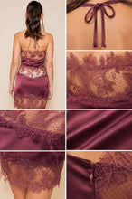 Load image into Gallery viewer, NEWEST ARRIVAL Plum Lace Cut Out Halter Mini Dress
