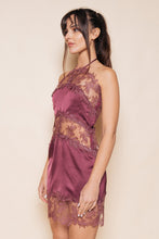 Load image into Gallery viewer, NEWEST ARRIVAL Plum Lace Cut Out Halter Mini Dress
