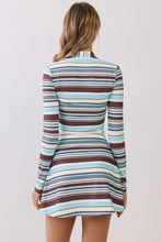 Load image into Gallery viewer, NEWEST ARRIVAL *PREORDER 8/24* Brown/Blue Striped Athletic Dress and Jacket Set
