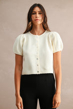 Load image into Gallery viewer, NEWEST ARRIVAL Cream Short Puff Sleeve Cardigan
