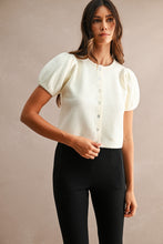 Load image into Gallery viewer, NEWEST ARRIVAL Cream Short Puff Sleeve Cardigan
