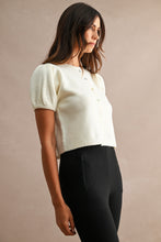 Load image into Gallery viewer, NEWEST ARRIVAL Cream Short Puff Sleeve Cardigan
