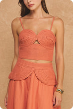 Load image into Gallery viewer, NEWEST ARRIVAL Rust Orange Braided Crop Skirt Set
