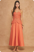 Load image into Gallery viewer, NEWEST ARRIVAL Rust Orange Braided Crop Skirt Set
