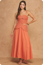 Load image into Gallery viewer, NEWEST ARRIVAL Rust Orange Braided Crop Skirt Set
