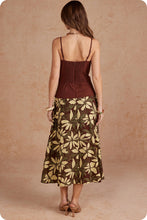 Load image into Gallery viewer, NEWEST ARRIVAL Brown/Yellow Mixed Media Beaded Midi Dress
