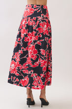Load image into Gallery viewer, NEWEST ARRIVAL Red/Black Floral Crop Midi Skirt Set

