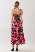 Load image into Gallery viewer, NEWEST ARRIVAL Red/Black Floral Crop Midi Skirt Set
