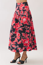 Load image into Gallery viewer, NEWEST ARRIVAL Red/Black Floral Crop Midi Skirt Set
