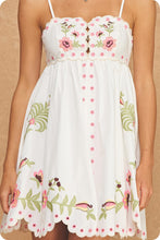 Load image into Gallery viewer, NEWEST ARRIVAL White Embroidered Floral Scallop Babydoll Dress
