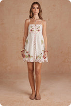 Load image into Gallery viewer, NEWEST ARRIVAL White Embroidered Floral Scallop Babydoll Dress
