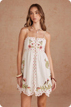 Load image into Gallery viewer, NEWEST ARRIVAL White Embroidered Floral Scallop Babydoll Dress
