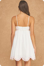 Load image into Gallery viewer, NEWEST ARRIVAL White Embroidered Floral Scallop Babydoll Dress
