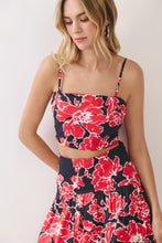 Load image into Gallery viewer, NEWEST ARRIVAL Red/Black Floral Crop Midi Skirt Set
