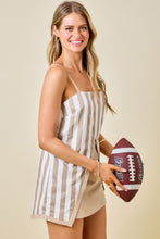 Load image into Gallery viewer, NEWEST ARRIVAL White/Tan Striped Cami Front Split Long Top
