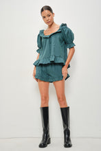 Load image into Gallery viewer, NEWEST ARRIVAL Navy/Forest Green Gingham Ruffle Shorts Set
