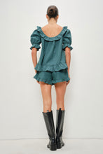 Load image into Gallery viewer, NEWEST ARRIVAL Navy/Forest Green Gingham Ruffle Shorts Set
