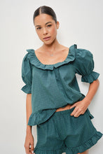 Load image into Gallery viewer, NEWEST ARRIVAL Navy/Forest Green Gingham Ruffle Shorts Set
