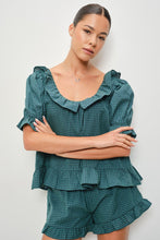 Load image into Gallery viewer, NEWEST ARRIVAL Navy/Forest Green Gingham Ruffle Shorts Set
