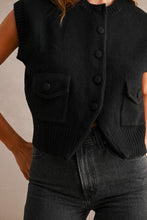 Load image into Gallery viewer, NEWEST ARRIVAL Black Knit Button Down Vest
